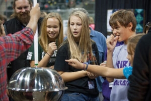 World photo/Don Seabrook A tesla coil drew much interest in Saturday's Mini Maker Faire at the Town Toyota Center.  It was built by the Wenatchee Valley College Mechatronics Club.