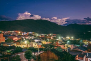 A night view of the town of Seranno, Bolivia